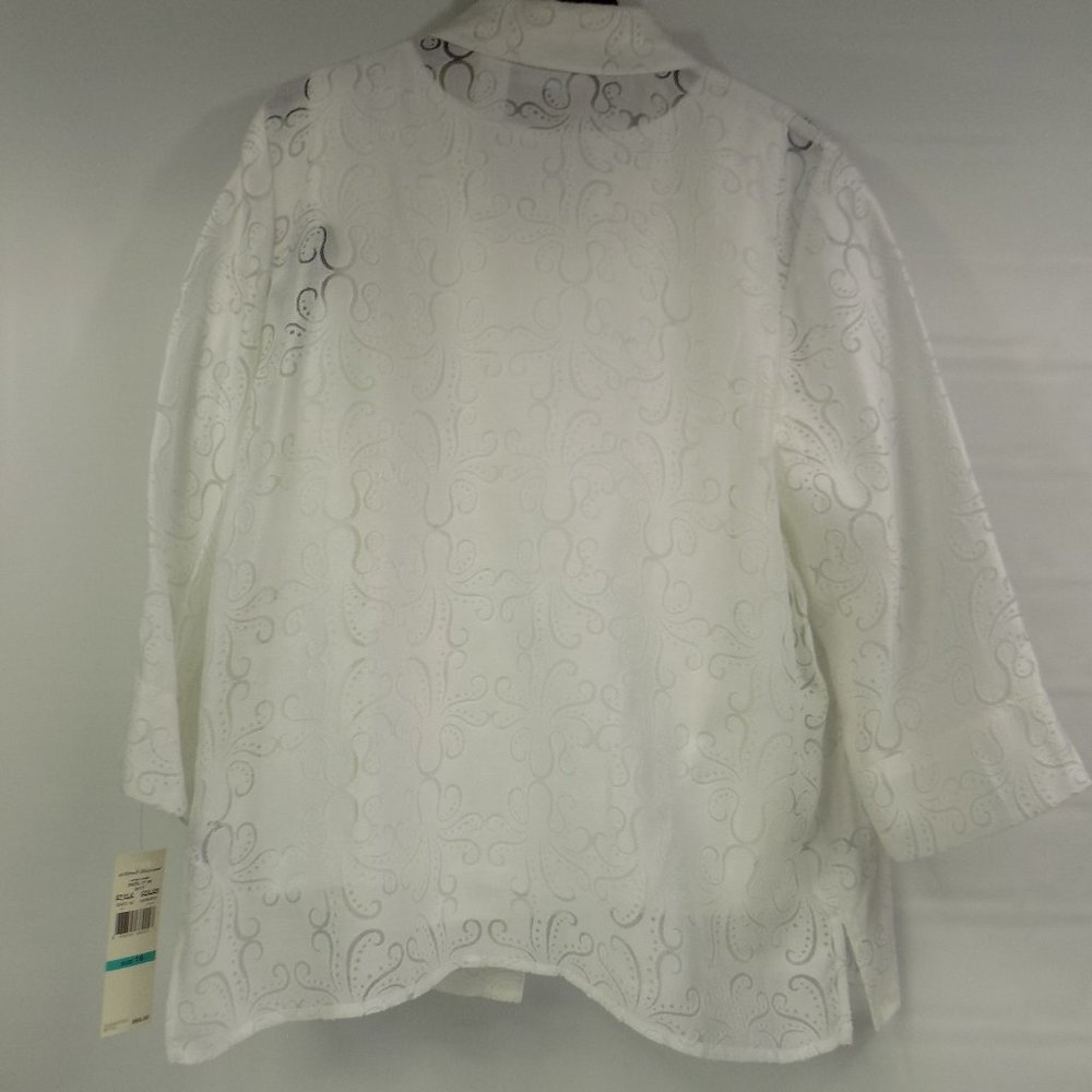 Alfred Dunner Button Front Sheer Top Built-In Tank Top Size 16 NWT - Picture 5 of 9